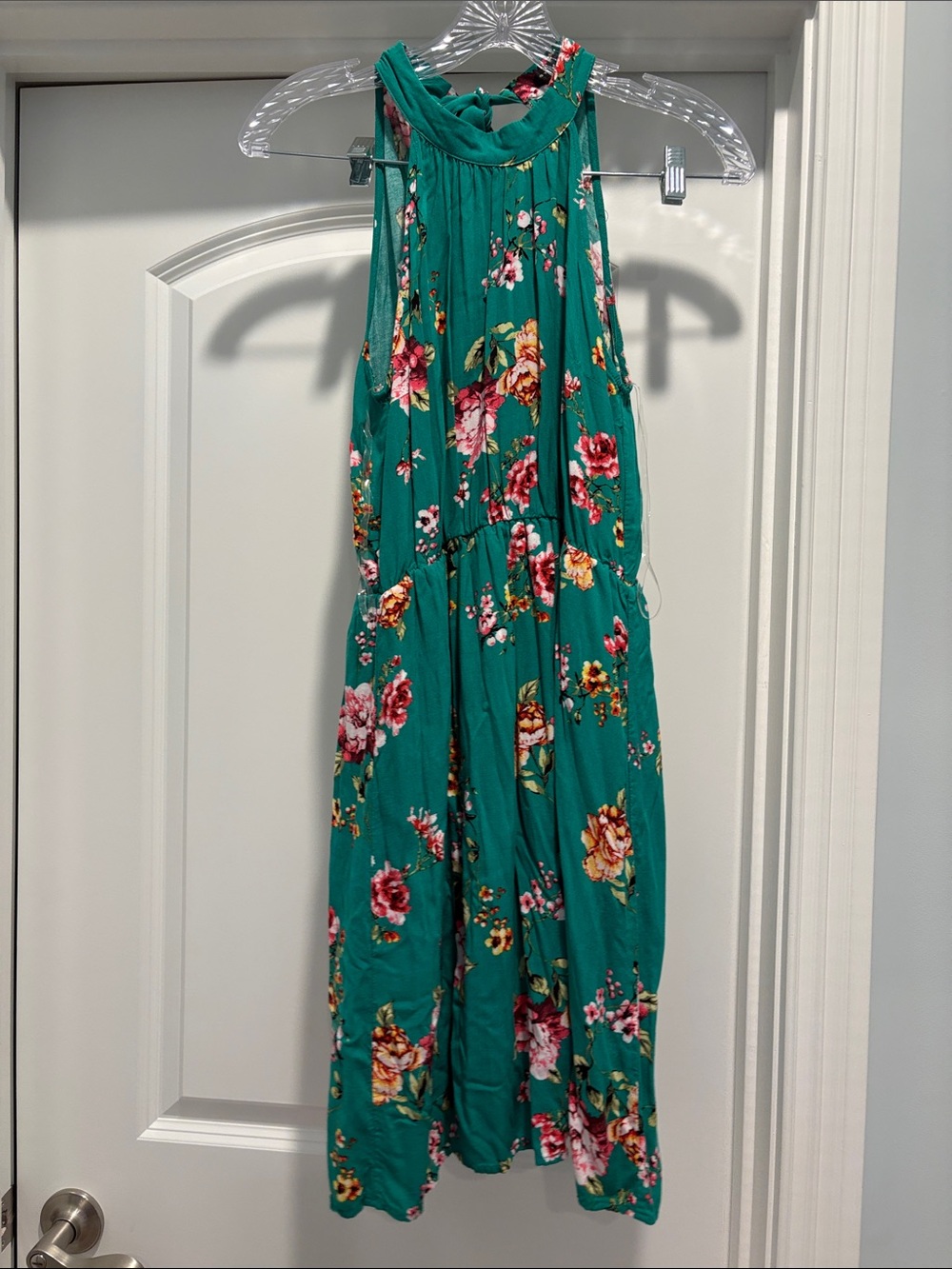 Green Floral Halter Dress